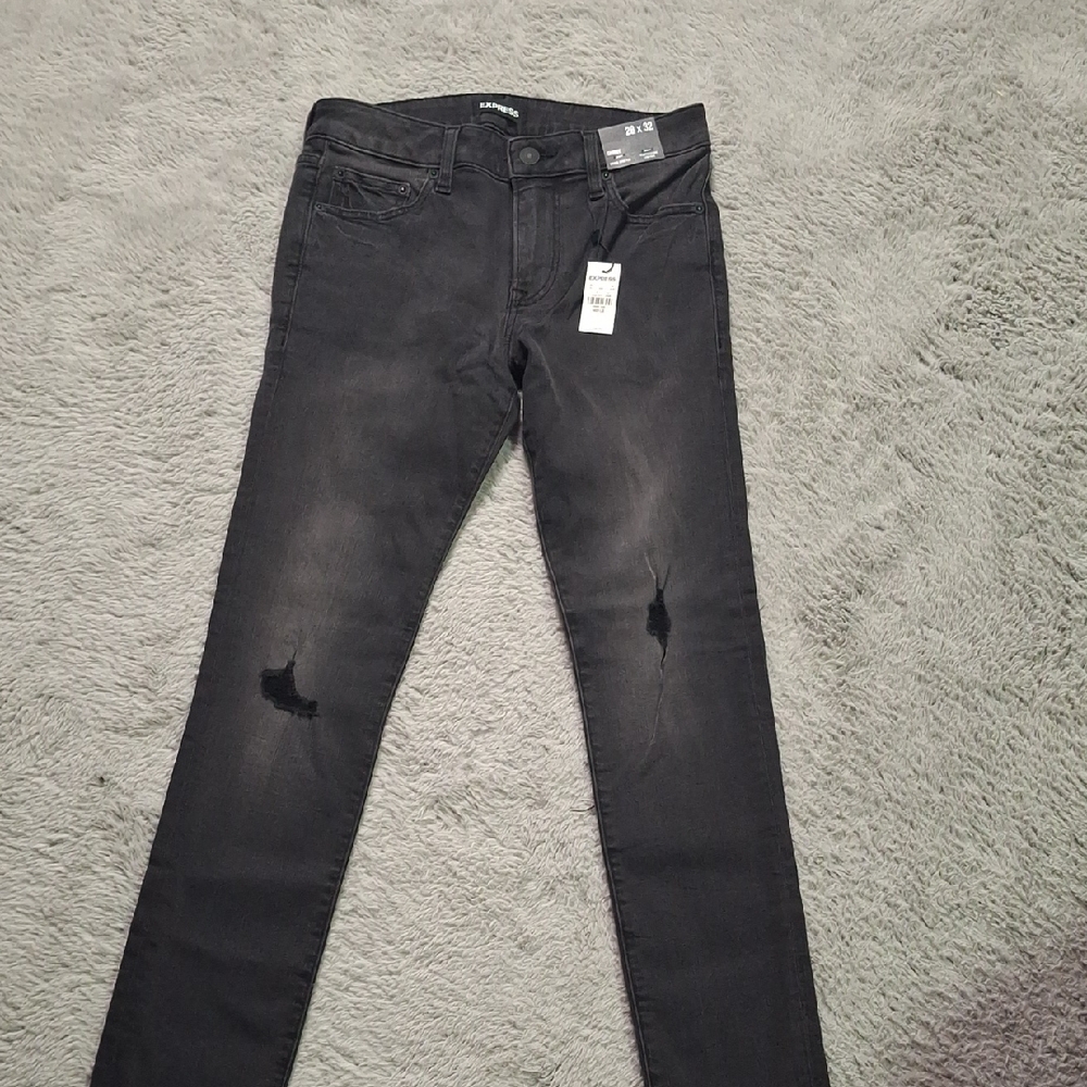 Express Men's Dark Gray Skinny Jeans